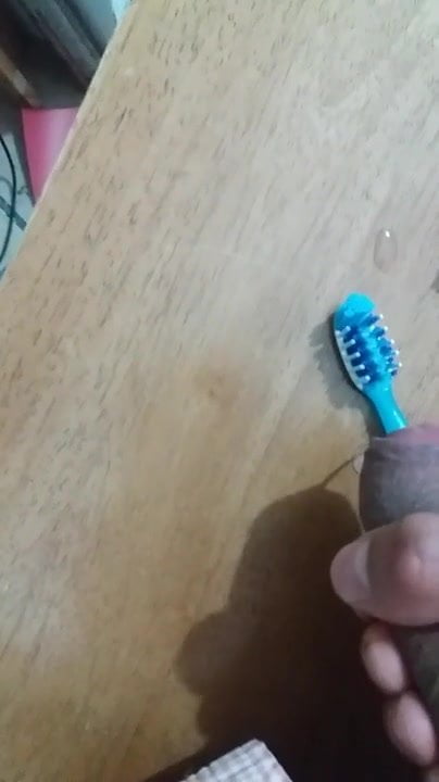 Squirting with toothbrush